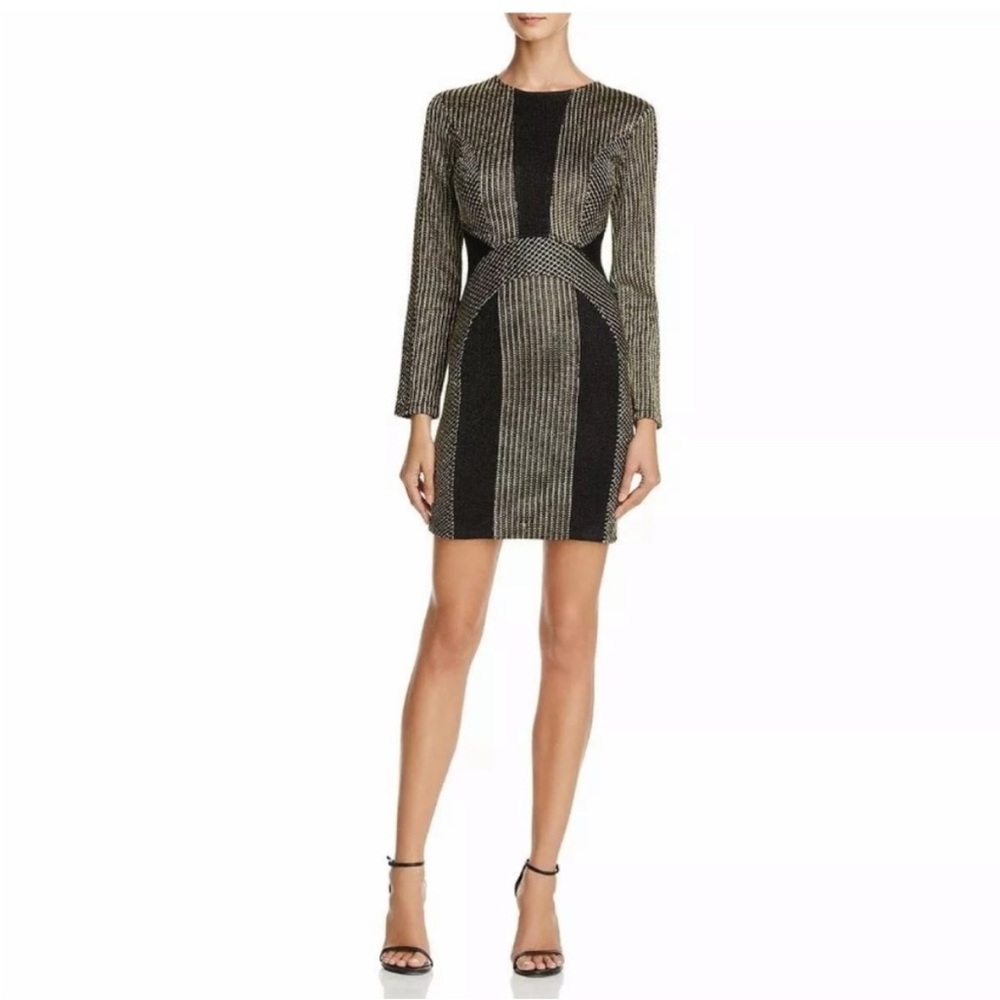 Sunset and Spring Body Con Metallic Dress Black XS